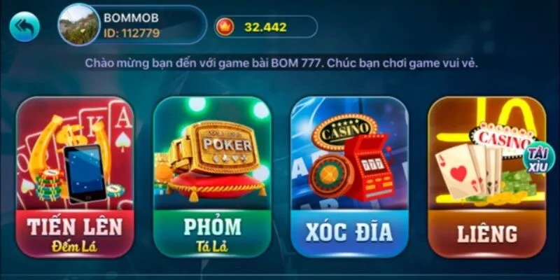 Nền tảng game bài trực tuyến tổng hợp nhiều trò chơi quen thuộc 